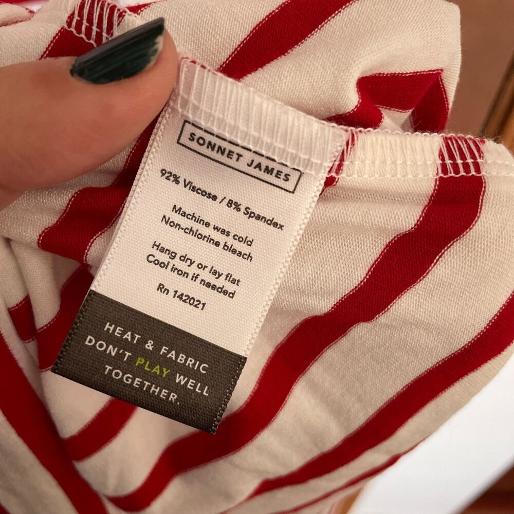 Sonnet James Red White Striped Play Dress SZ L - Picture 6 of 9